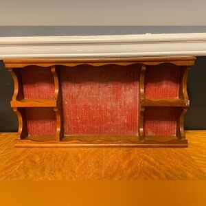 Vintage Wooden Wall Shelf with Red Backing - Home Wall Decor 10.5x17.5 inches